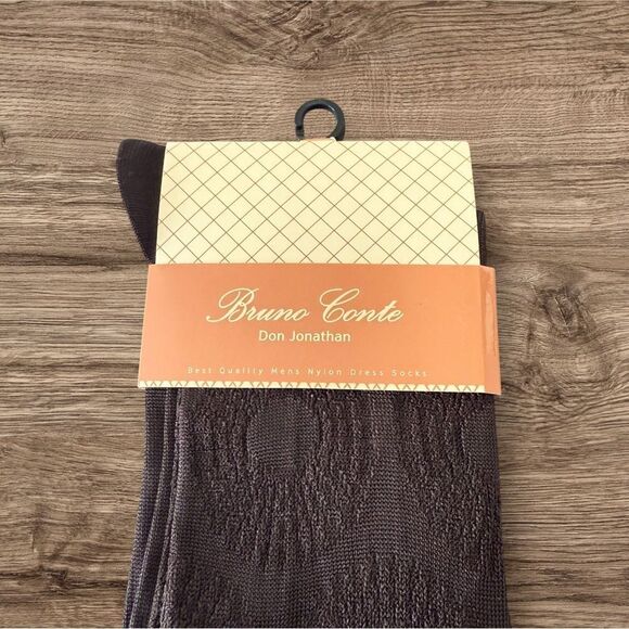 Dress Socks Dressy Thin Dark Brown Rayon Nylon Blend Men’s Socks Size 10-13 - Picture 3 of 5